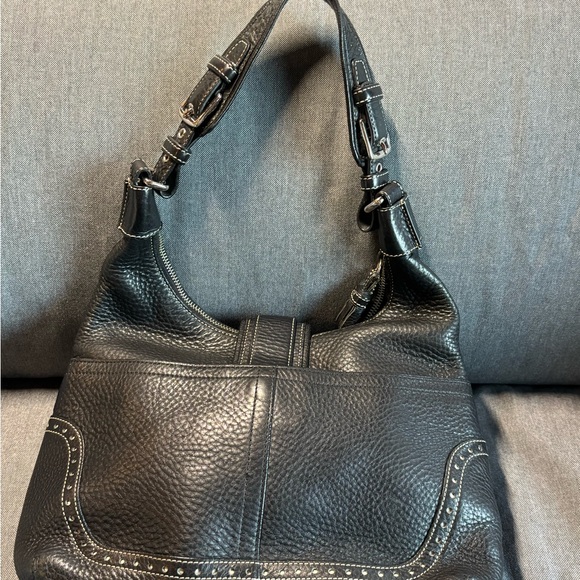 Vintage Coach Black Leather hobo Women's Bag - Picture 2 of 6